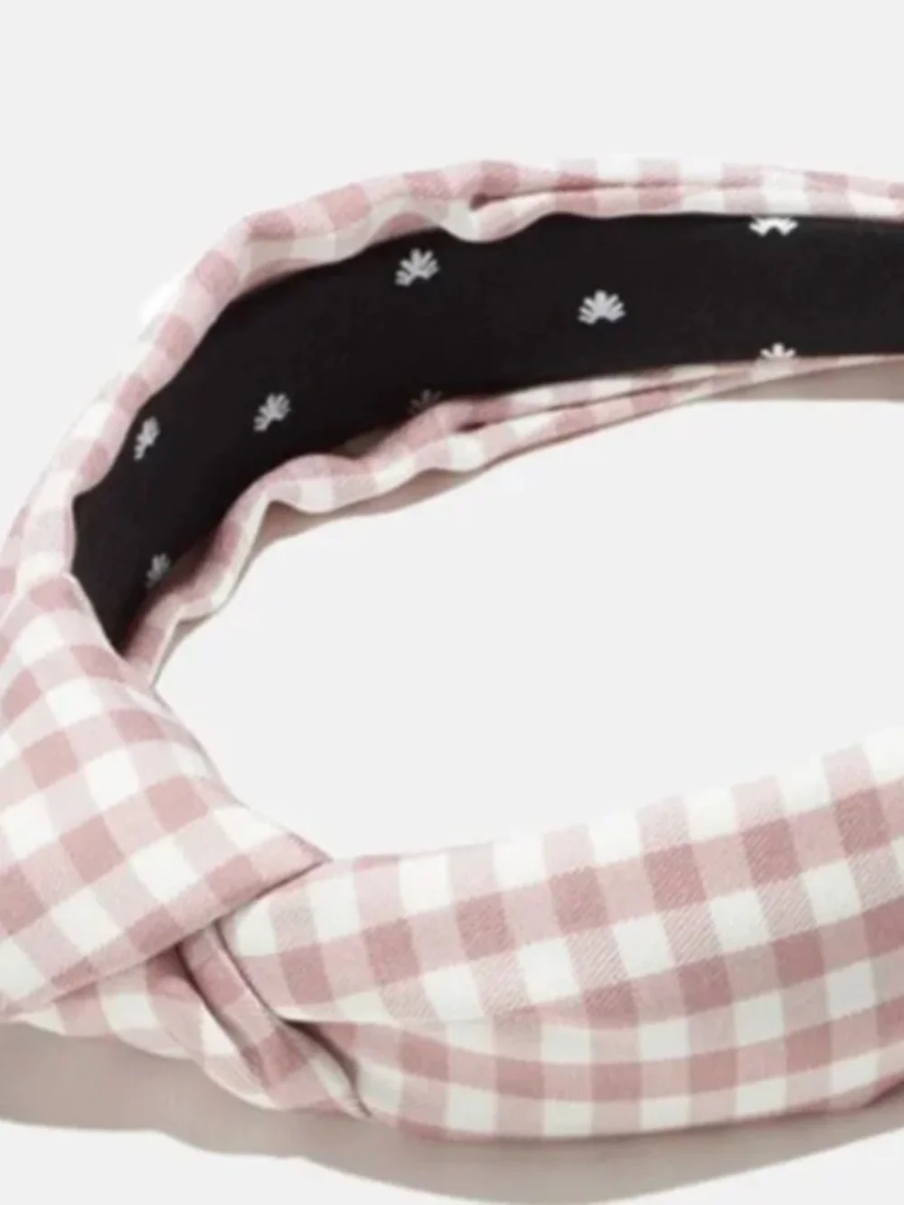 Lele Sadoughi Gingham Knotted Headband Mauve White MINT